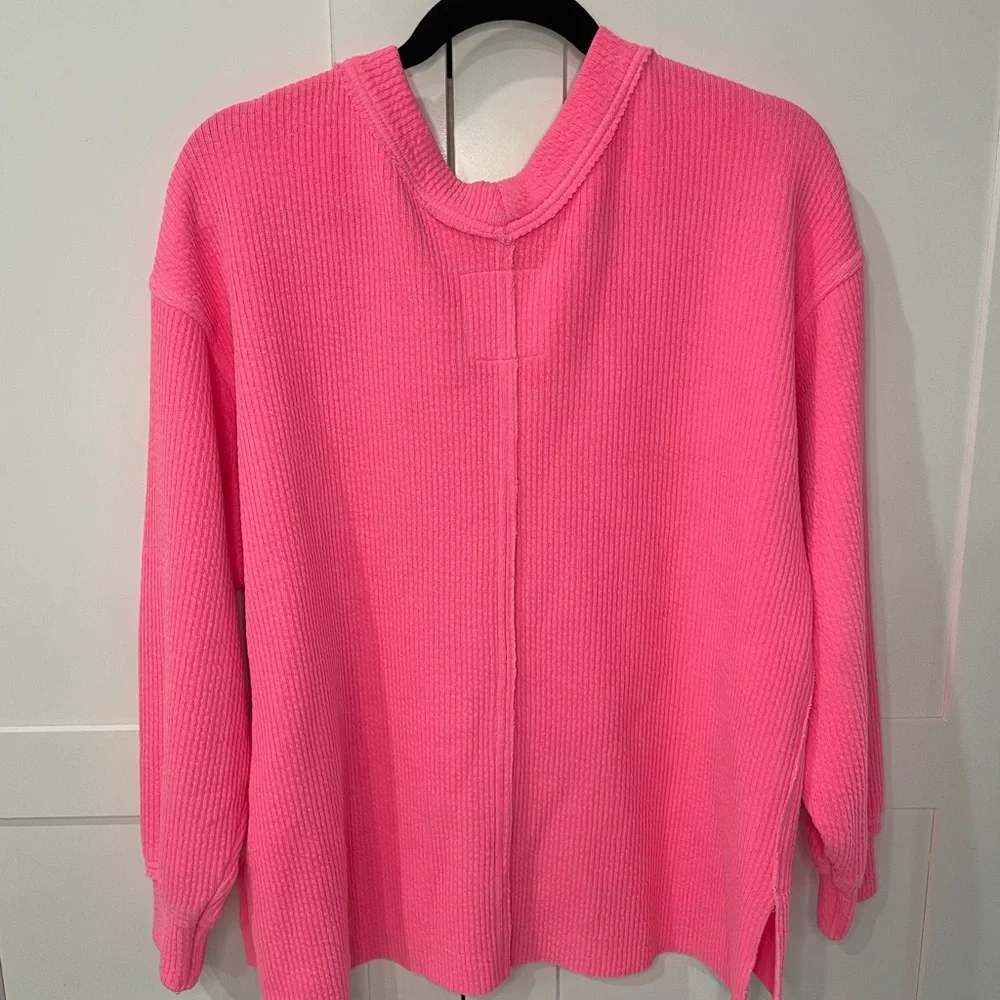 Aerie Neon Hot Pink Oversized Sweater - Picture 7 of 7